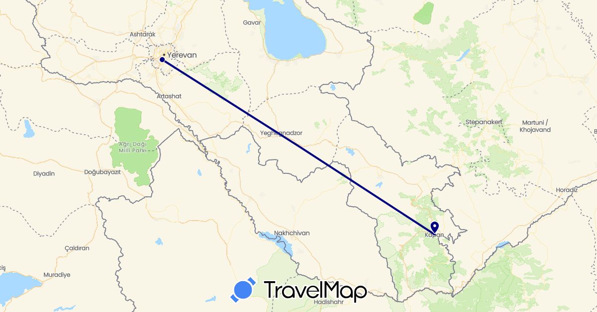 TravelMap itinerary: driving in Armenia (Asia)